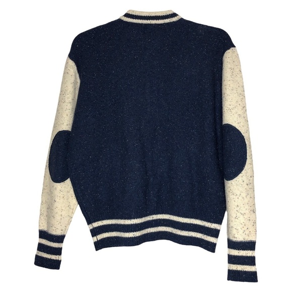 New - SOFT JOIE Blakesley Navy Blue & Ivory  Wool Knit Varsity Jacket  - Size XS - Picture 5 of 8